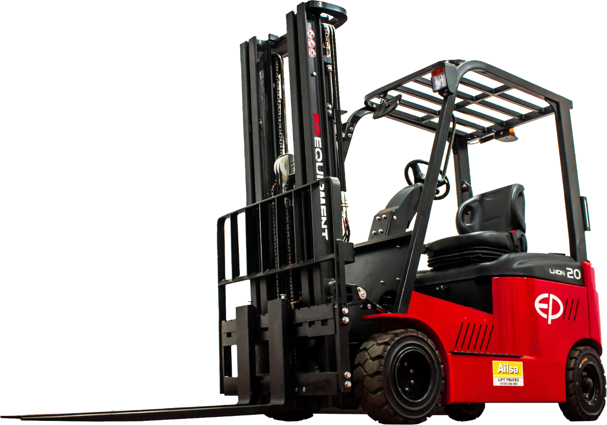 Commercial forklift unloading heavy pallets in Edmonton